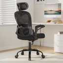 Office Chair Ergonomic Desk Chair, 330LBS Capacity, High Back Computer Chair with Lumbar Support, Flip-up Armrests Swivel Task Chairs for Long Hours Work (Large, Black)