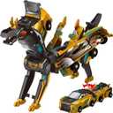 Aimery Collision Transforming Dinosaur Car Toy, 2 Magnetic Cars Convert into Dinosaur Toys,Dino Robot Toy, Boys Toys,Kids Toys, Party Birthday for Kids (Golden)