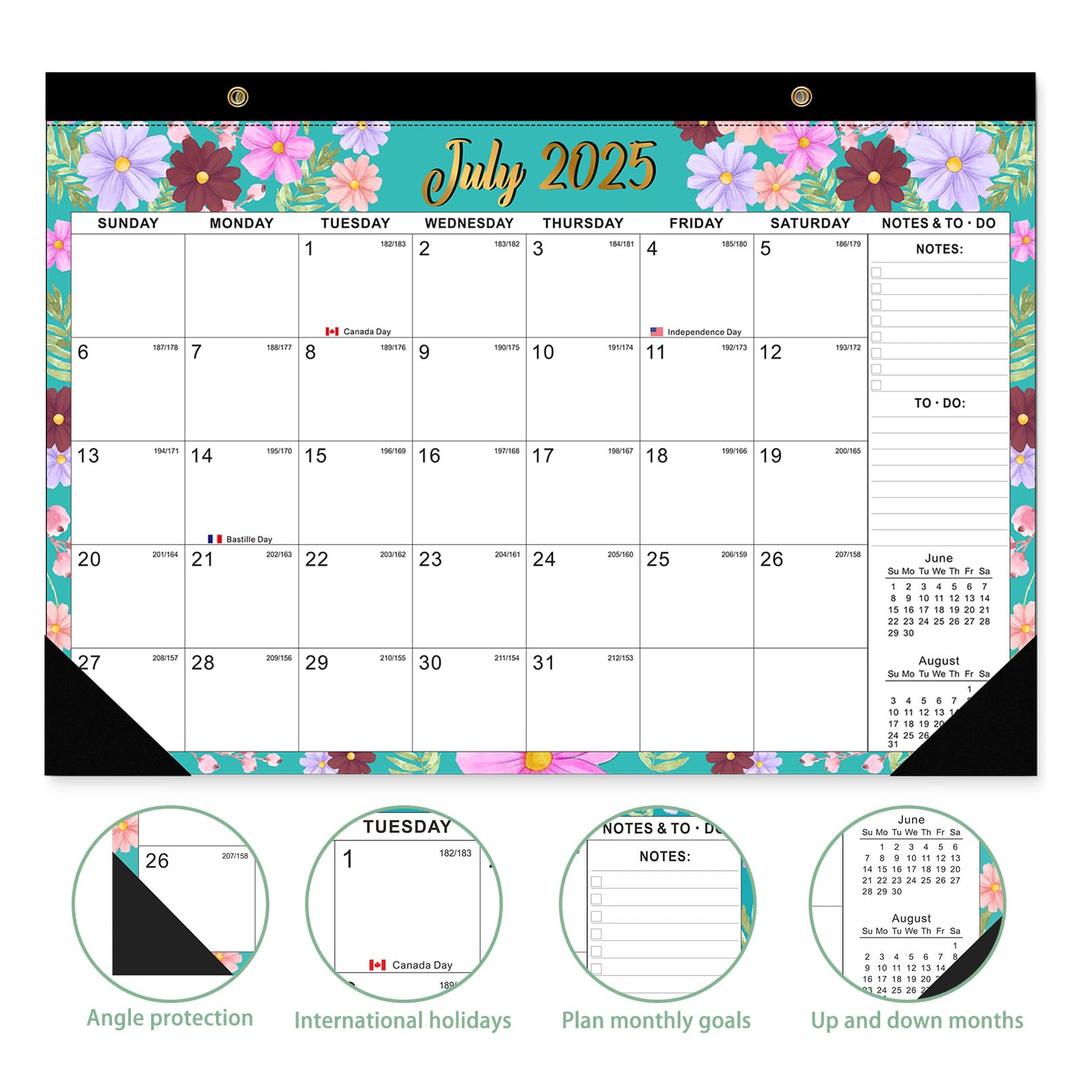 Wall Calendar from January 2024-June 2025,18 Months Tear-Off Monthly Calendar to Track Events & Appointments, with Planner Stickers for Office Family-17"x12" in (colourful), Pack of 4