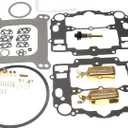 Carburetor Rebuild Kit with Brass Floats Replacement for 1400 1405 1406 1407 1409 1410 1411 Carburetor AFB 4 Barrel 500 600 650 700 750 800 CFM Marine Carburetor (With Bowl Cover Gasket)
