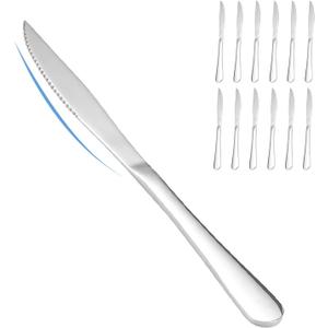 SANTUO 12-piece Dinner Knives, Serrated 18/10 Stainless Steel Steak Knife Set of 12 (9.05 -inch)