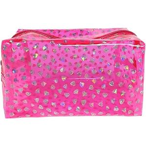 TotePrint Portable Waterproof Makeup Bag for Travel,Diamond solid color Makeup Bags with Zipper Pen Pouch (Pink)