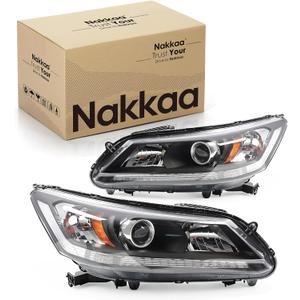Nakkaa Halogen Headlight Compatible with Accord 2013-2015 Sedan W/O DRL W/O Bulb Left Right Headlamp Driver & Passenger Side 33150T2AA11 33150T2AA21 HO2502156 33100T2AA11 33100T2AA21 HO2503156