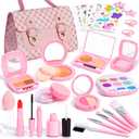 Toddlers Pretend Play Makeup Set for Kids 3-5, Fake Makeup for Girls with Toddler Purse, Make up Kit Toys for 3 4 5 6 7 Year Old Little Girls Birthday Gift