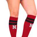 For Bare Feet Women's NCAA Cozy Feather Compression Varsity Stripe Team Color (Large)