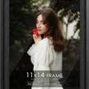 11x14 Picture Frame with Tempered Real Glass. Curved Extra Wide Edges Vintage Photo Frames. Hanging and Tabletop Display, Gallery Wall Frames for Posters & Wall Art. Black