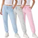 Common Stitch 3 Pack Fleece Joggers for Women — Deep Pockets, Slim Fit, Elastic Drawstring Waist (1X)