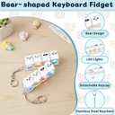 FunisFun 2 PCS Keyboard Fidget Toy Silent & Clicky Keyboard Keychain with LED Lights Detachable Bear Shape Clicker Fidget Toy for Adults Anxiety & Stress Relief (White, 4in1-2Pack)
