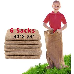 6 Pack Burlap Potato Sack Race Bags, 24"x40" Outdoor Lawn Games for Kids & Adults, Outside Yard Games for Birthday Party, Field Day Family Reunion, Carnival, Easter, Halloween, 4th of July