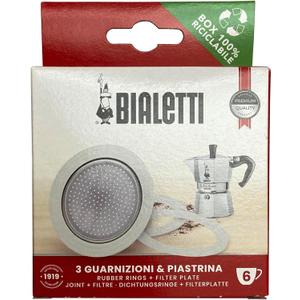Bialetti 3 Replacement Seals and 1 Filter for 6 Cup Moka Express Blister Pack