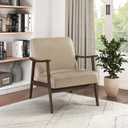 Lexicon Mid Century Modern Chair Velvet Accent Chair for Living Room Chair w/Solid Wood Armrests and Legs, Cushioned Seat and Backrest, Reading Chair and Lounge Chair for Bedrooms/Studios, Brown, 26"W x 31.5"D x 31"H