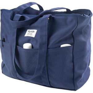 Bagelite Extra Large Canvas Tote for Women Men, Utility Work Bag with Zipper