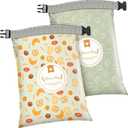 2 Pack Bread Bags for Homemade Bread, 17"13" Reusable Bread Bag for Fresh Keeping with Lining & Zipper, Freezer Safe & BPA Free, Gift Giving (Green & Yellow)