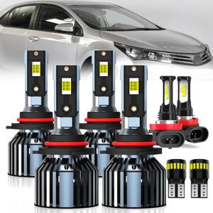 For 2009-2016 Toyota Corolla light Bulbs, 9005 High Beam 9006 Low Beam H11 Fog Light License Plate Lights Combo, 8PCS