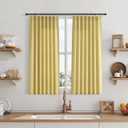 Yellow Linen Curtains 40 Inch Length 2 Panel Set for Small Windows Modern Rustic Country Linen Cotton Light Filtering Drapes Privacy Pinch Pleated Back Tab Semi Sheer Kitchen Curtains 40 Inches Long, 34"W x 40"L