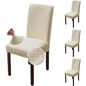 Genina Chair Covers for Dining Room Set of 4 Dining Chair Slipcovers Stretch Kitchen Parsons Chair Cover,Beige