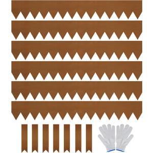 Worth Garden 6-Pack Pre-Rusted Cor-Ten Steel Landscape Edging - 40" L x 6" H Each (20ft Total) - No-Dig Hammer-in Heavy Duty 14-Gauge Metal Edging Border w/ 7 Clips & Gloves - Edge for Lawn Yard