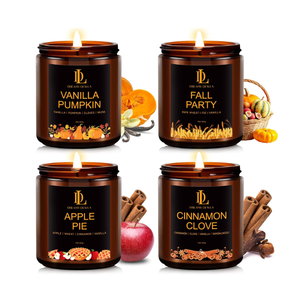Scented Candles for Home, 4 Pack Soy Candle Set, Candle Gifts for Women Men,Scents of Vanilla Pumpkin/Cinnamon Clove/Apple Pie/Fall Party 