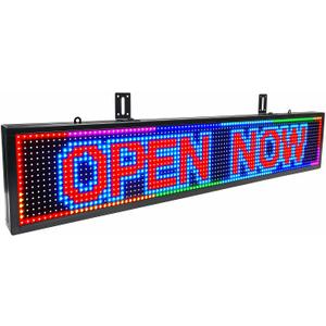 Programmable Scrolling LED Signs WIFI Control for Businesse, P10 Outdoor Sign Custom Message Board Digita Display Advertising Screen, RGB Full Color High Brightness Led Signage 39"X8"