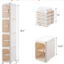 4-Tier Slim Bathroom Storage Cabinet, Tall Narrow Storage Cabinet with Movable Wheels, Adjustable Shelves, Skinny Bathroom Storage Organizer for Small Space, Bathroom, Kitchen, Laundry, Cream White