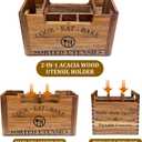 2-in-1 Acacia Wood Kitchen Utensil Holder with Removable Caddy