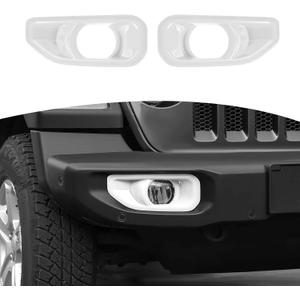 for Jeep JL Front Bumper Fog Light Cover Trim for Jeep Wrangler JL JLU 2018 up for Gladiator JT 2020 up White Exterior Accessories 2pcs