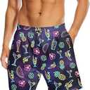 Mens Swim Trunks with Compression Liner 7" Bathing Suit Swimming Shorts Quick Dry Board Shorts Swimsuits with Pockets (Large, White-neon)