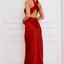 Memoriesea Women's High Cowl Neck Bodycon Sleeveless Wedding Guest Party Maxi Dress (Red, XL)