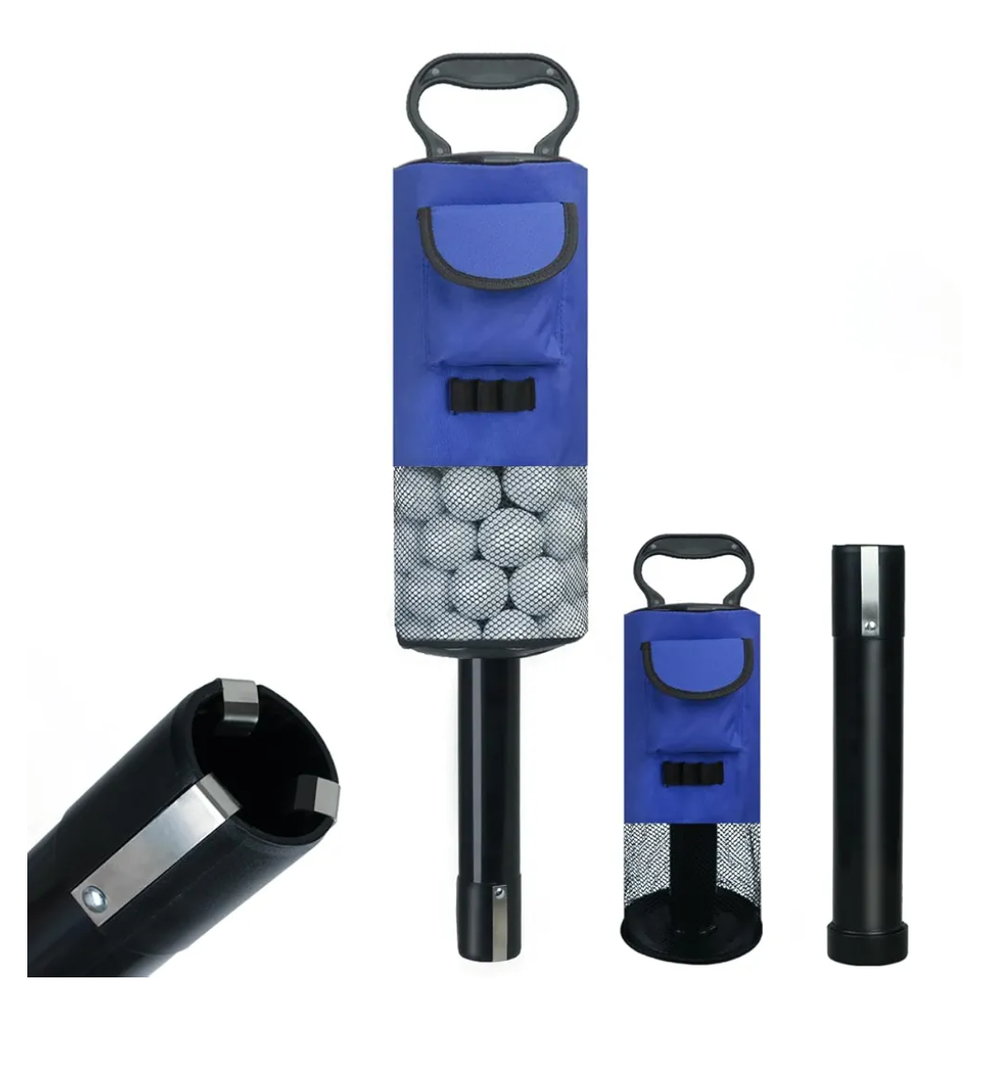 HOW TRUE Golf Ball Retriever, Portable Shag Bag Golf Ball Pick Up with Removable Plastic Tube, Pocket Shagger Storage