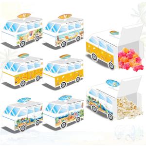 LaVenty 12 PCS Surf Beach Party Favor Bags Boxes Candy Boxes Bags for Summer Birthday Ocean Pool Surf Theme Decorations Baby Shower Treat Bags