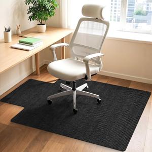 Hardwood and Tile Floor Office Chair Mat, 48" x 36" Computer Gaming Rolling Chair Mat, Non-Slip Low-Pile Floor Protector, Under Desk Mat for Rolling Chair, Black Lip