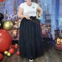 WDPL Wedding Planning A-line Maxi Long Tulle Skirt for Women Foor Length Evening Party Skirts (Black)