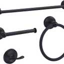 HOMEMYSTIQUE 4-Piece Bath Hardware Set with Towel Bar Towel Hook Toilet Paper Holder and Towel Ring Set in Oil Rubbed Bronze NBHS164O
