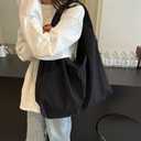 Large Hobo Shoulder Bag for Women Nylon Slouchy Bag Fashion Casual Draped Tote Bag, Black