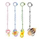 Toy Straps for Baby,RTMOK Silicone Setpacifier Clip,Applies to Car Seat Toy,Teether Toy,High Chair,Stroller Accessories,Baby Toy Clips,Cribs,Rocking Chair (Blue+Pink+Grey+Green)