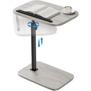 HUANUO Adjustable TV Tray, Height Adjustment TV Trays with 360 Swivel and 90 Tilt, Sturdy & Multi-Functional Sofa Table with Anti-Slip Bar, Space-Saving Side Table for Couch, Bedside, and Dining Use (Grey)