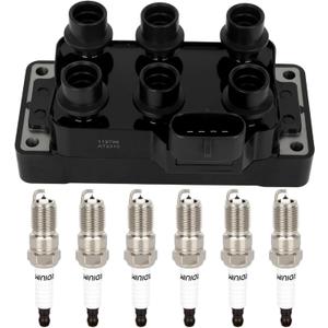 ECCPP FD488 1 ignition coils with 6 iridium Spark Plugs SP432,for Ford Taurus 1996-2000,Ranger 1998,Contour/Windstar 1995-2000 &,for mazda 1997-2000,MPV 2000-2001 &,for Mercury Sable 1996-20006630365