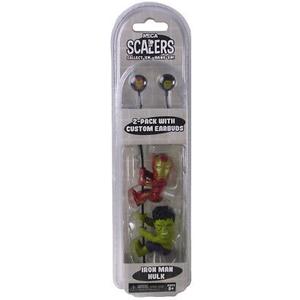 NECA Scalers - 2" Characters - "Iron Man" And "Hulk" Toy Figures 2 Pack With Custom Earbuds