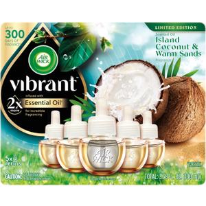 AIR WICK Scented Oil - Vibrant Refill Island Coconut & Warm Sands 5 ct. (3.38 Fl Oz (Pack of 1))
