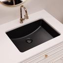 Black Undermount Bathroom Sink, 18 x 14 Inch Rectangular Porcelain Ceramic Lavatory Vanity Undermount Sink, Matte Black