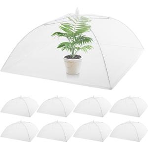 Tanlade 8 Pcs Mesh Plant Cover Protection Tent from Animals Reusable Dome Protect Tent Collapsible Plant Umbrella Netting Food Cover Net for Plants Food Vegetable(24 Inch,White)