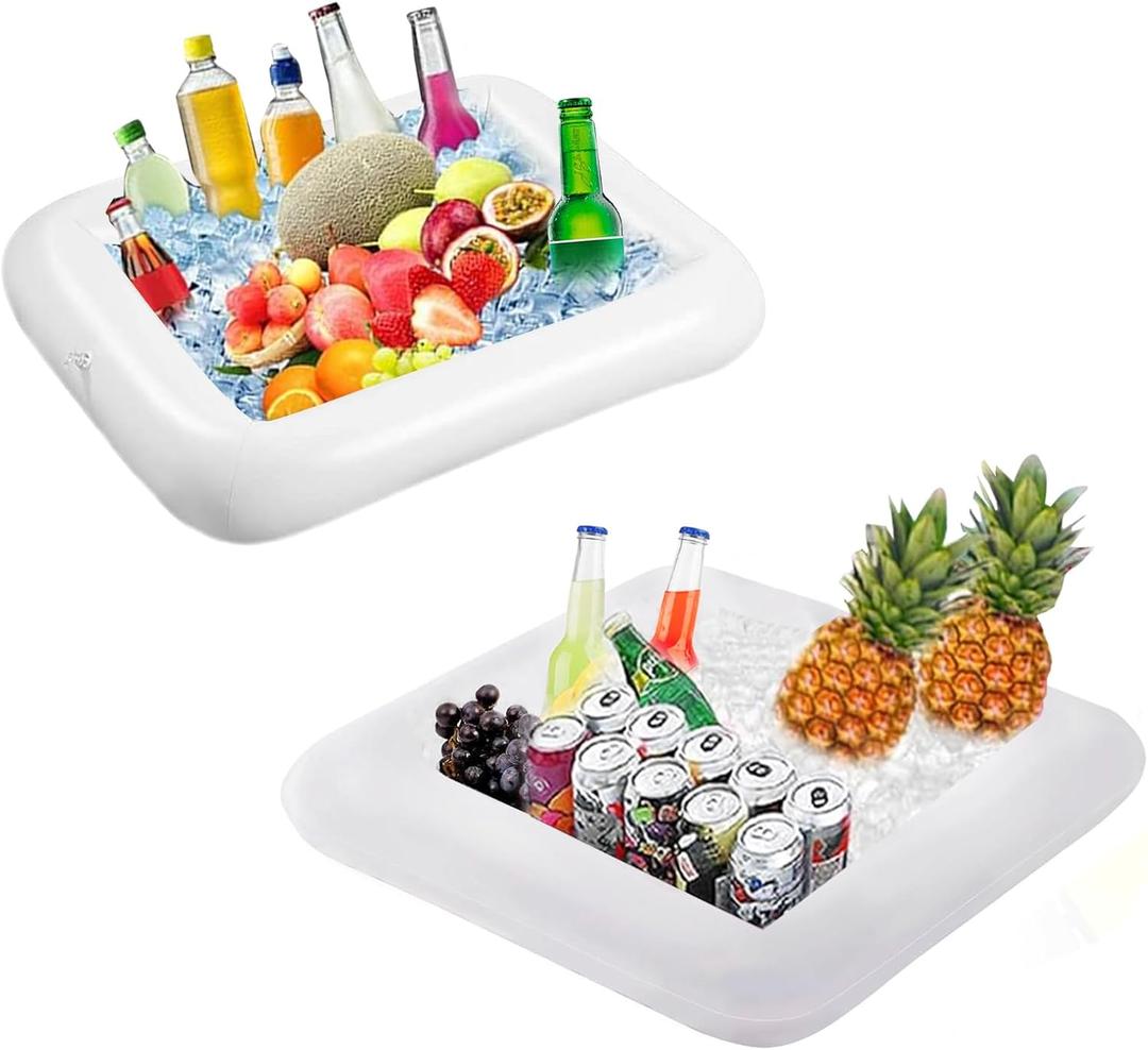 2PCS Inflatable Ice Serving Buffet Bar - BBQ Picnic Pool Party Supplies Buffet Salad Food & Drinks Tray for Party Picnic & Camping (23.6 inches)
