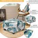 Ottoman Cover Square Slipcovers Printed,Stretch Footrest Stool Cover for Ottoman Square,Soft Foot Stool Cover Protector with Nonslip Elastic Bottom (Large,Palm Leaf)