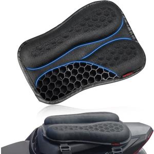 Foldable Passenger Motorcycle Gel Rear Seat Cushion, 3D-Honeycomb Structure Shock Absorption & Breathable Motorcycle Gel Seat Rear Pad for Long Rides (S)