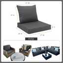 Favoyard Outdoor Seat Cushion Set 22 x 24 Inch Waterproof & Fade Resistant Patio Furniture Cushions with Removable Cover Deep Seat & Back Cushion with Handle and Adjustable Straps for Chair Sofa Couch (Dark Gray)
