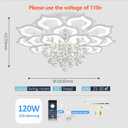 Bevenus Modern Led Ceiling Light,120w Crystal Petal Flush Mount Chandelier Ceiling Flower Lamp with Remote Control for Living Room,Bedroom,Dining Room,Hall,Etc.10+5+5 Heads
