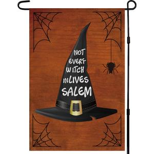 2 x Halloween Decorations Outdoor - Feminist Witch Hat Halloween Garden Flag | Halloween Decor Party Favors Supplies Double Sided Backdrop Banner | Halloween Accessories Outdoor Outside Decor for Garden Yard Porch Patio Lawn