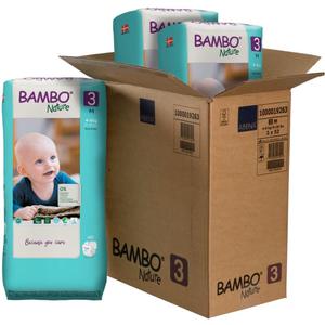 Bambo Nature Hypoallergenic Baby Diapers, Eco-Labeled Diapers, Enhanced Leakage Protection, Totally Chlorine-Free, Skin Friendly, and Super Absorbent - Size 3 (156 Count)