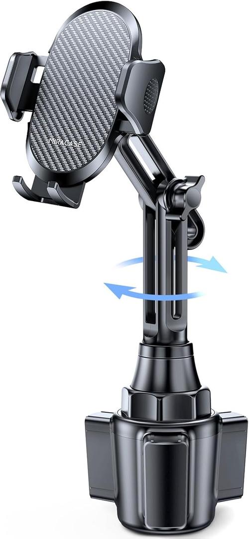 Miracase 2025 Upgraded Universal Cup Phone Holder for Car, [Rotatable & Adjustable] Long Neck Car Cup Holder Phone Mount Compatible with iPhone, Samsung, Google & More Smartphones Black