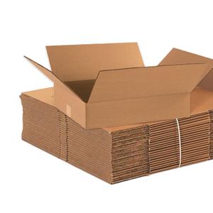 BOX USA 18144 Flat Corrugated Cardboard Box 18" L x 14" W x 4" H, Kraft, For Shipping, Packing and Moving (Pack of 25)